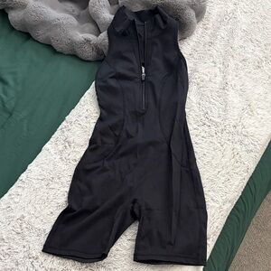 Black Sleeveless Zip-Front Jumpsuit Romper